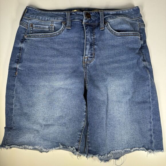 Seven7 Sunset Bermuda Jean Shorts Size 8 Raw Hem Stretch Denim - Picture 4 of 12